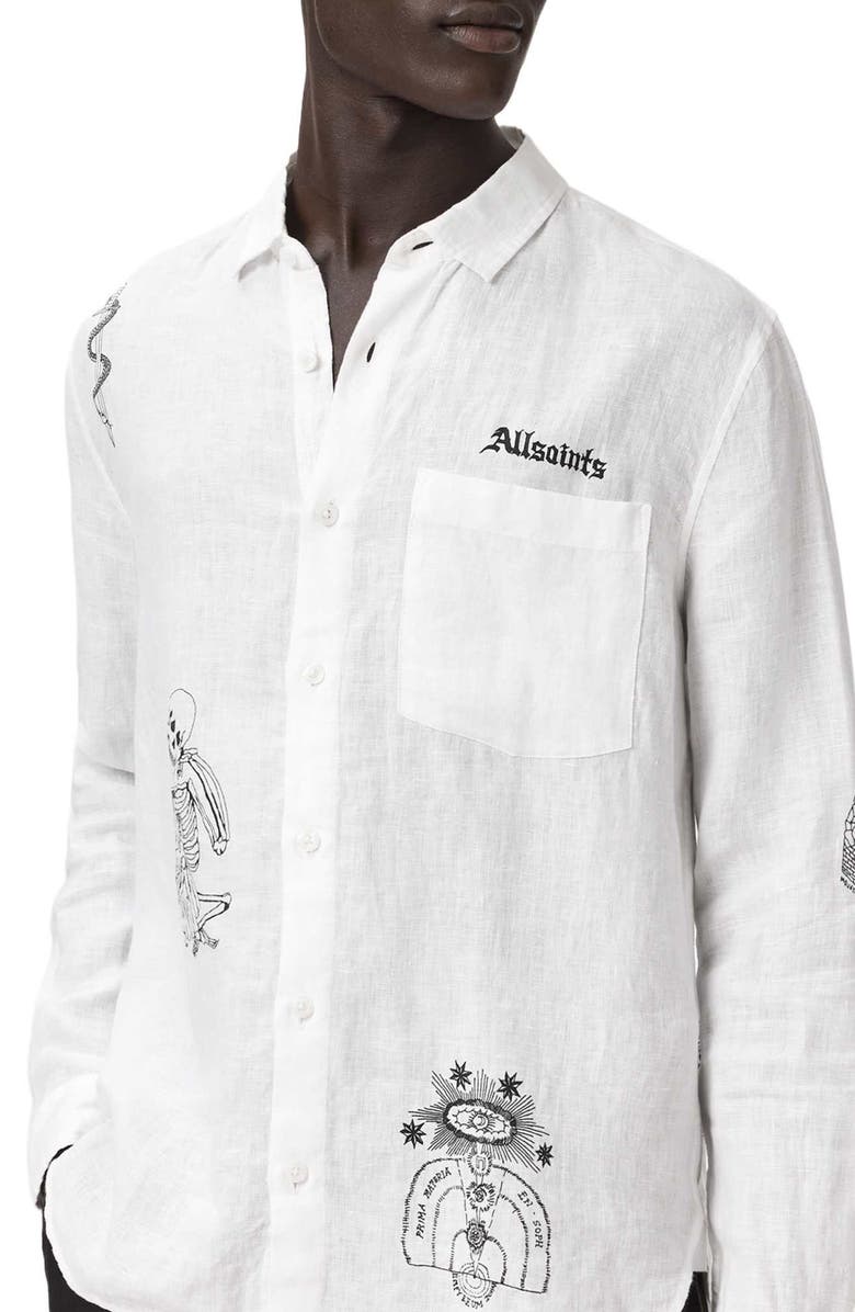 AllSaints Terror Button-Up Shirt, Alternate, color, White