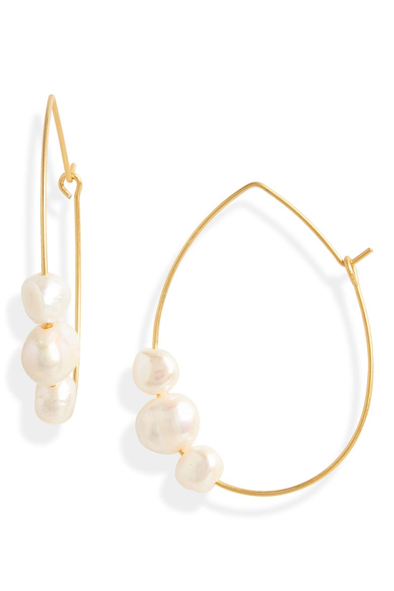 Freshwater Pearl Hoop Earrings, Main, color, FRESHWATER PEARL