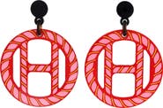 Pre-Owned Hermes H Equipe Nautique Earrings Metal and Lacquered Horn