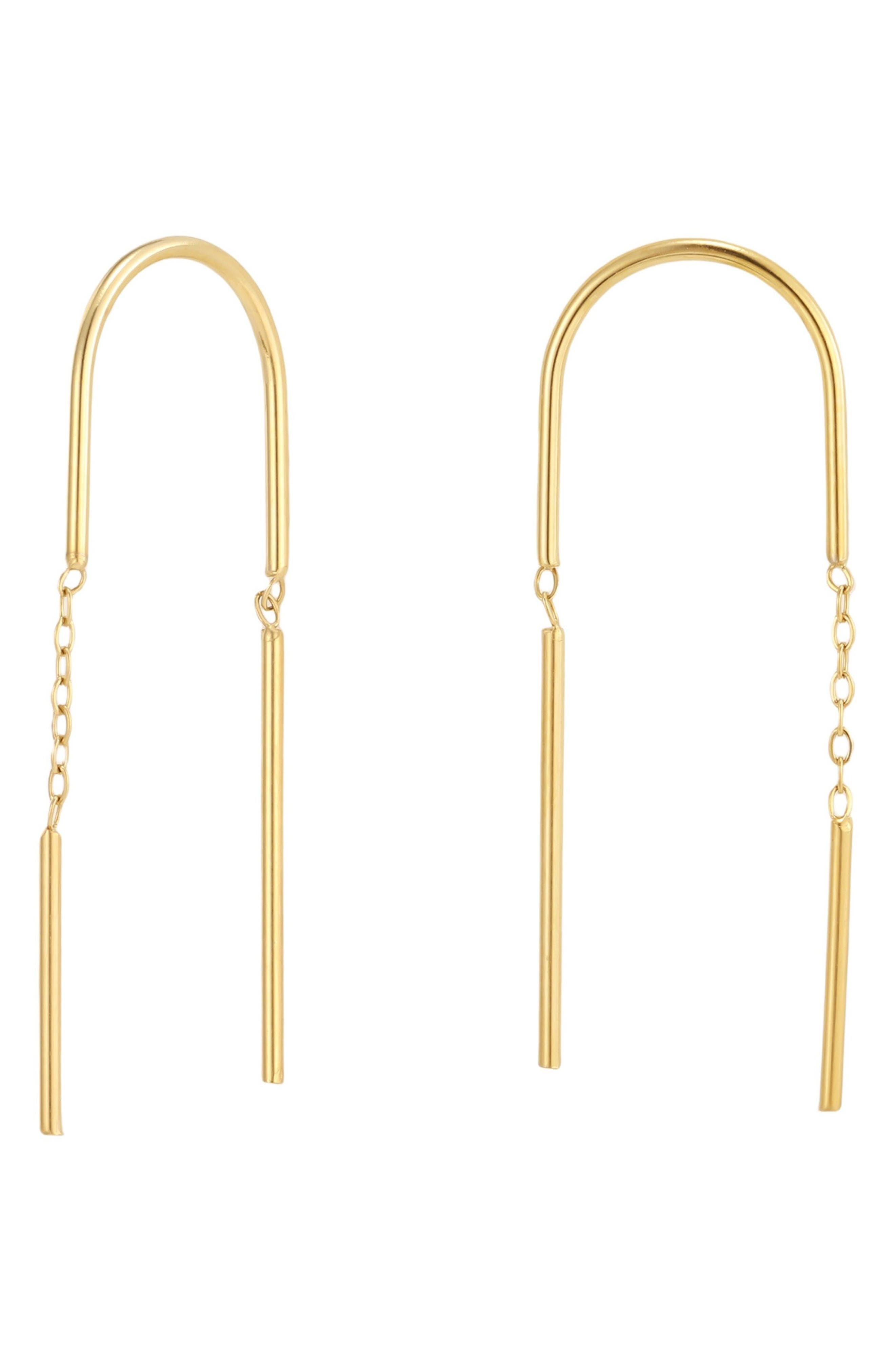 18k Gold Plated Bar Threader Earrings