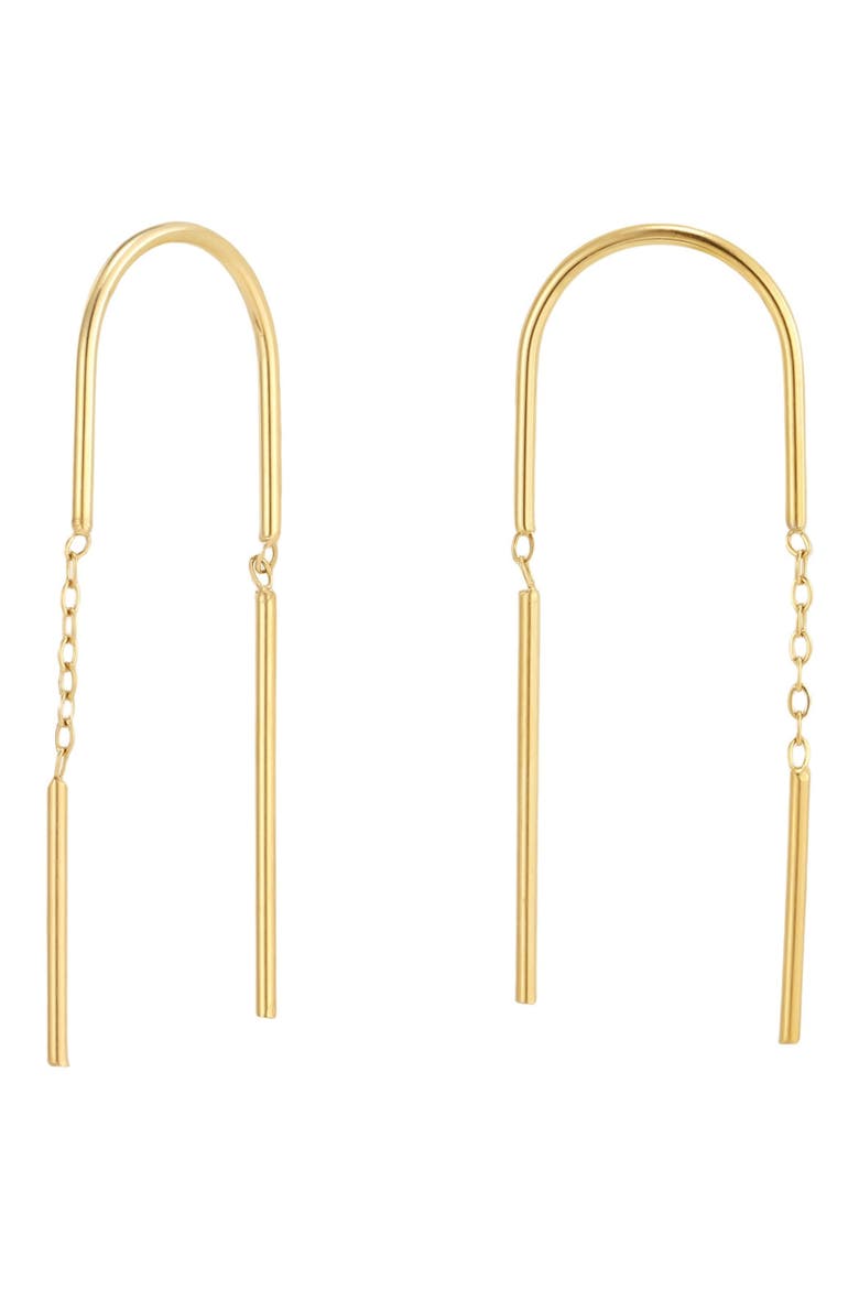 18k Gold Plated Bar Threader Earrings, Main, color, GOLD
