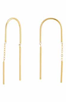 18k Gold Plated Bar Threader Earrings