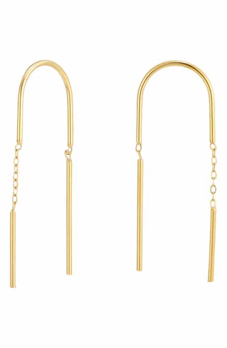 18k Gold Plated Bar Threader Earrings
