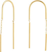 Adornia 18k Gold Plated Bar Threader Earrings