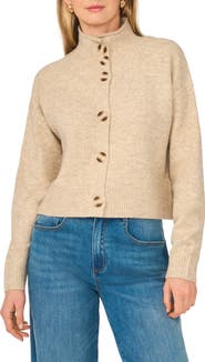 Vince Camuto Button Mock Neck Cardigan