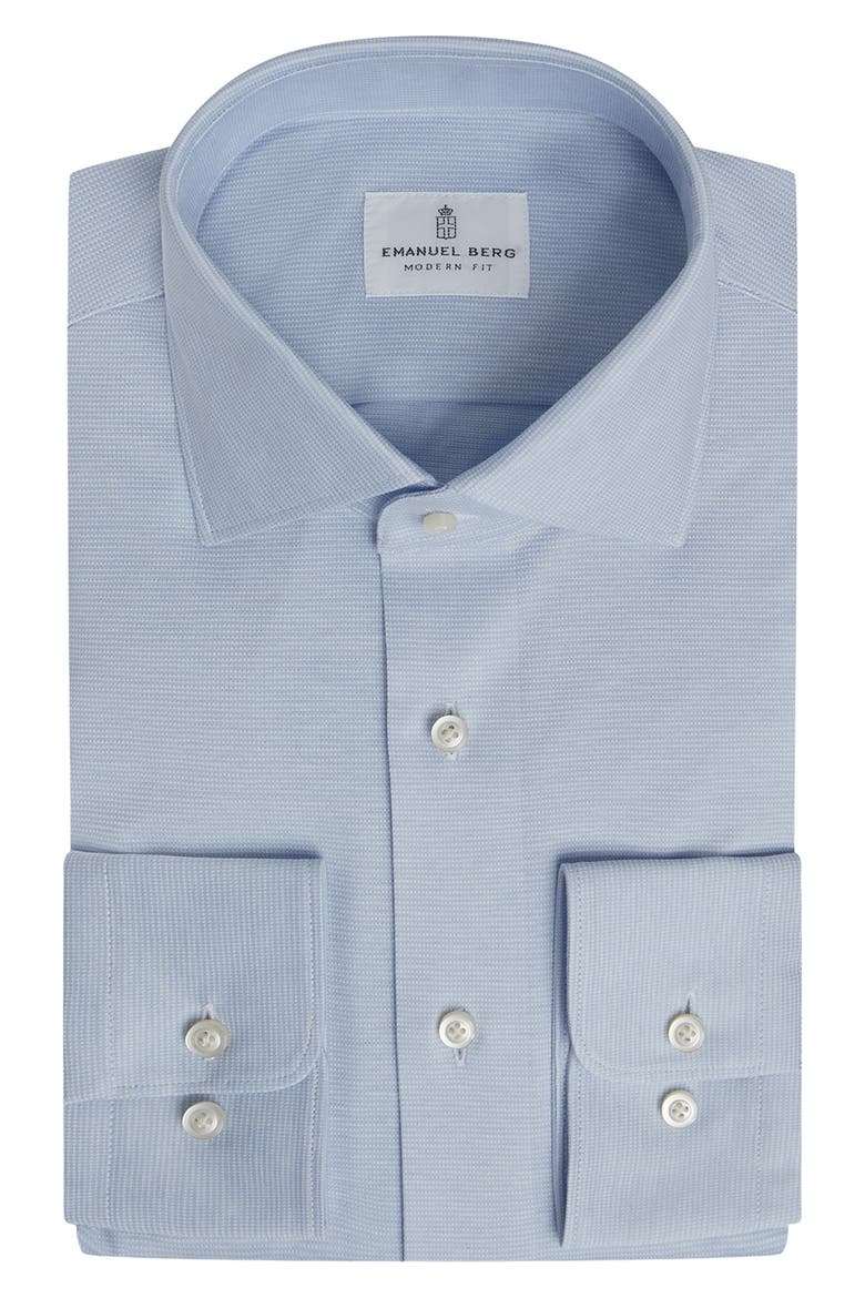 Modern Fit Microdot Stretch Cotton Knit Dress Shirt, Main, color, LIGHT PASTEL BLUE