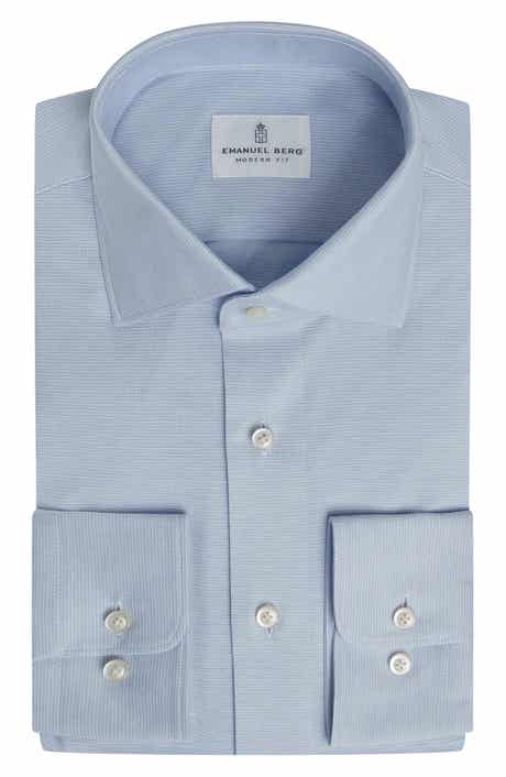 Emanuel Berg Modern Fit Microdot Stretch Cotton Knit Dress Shirt