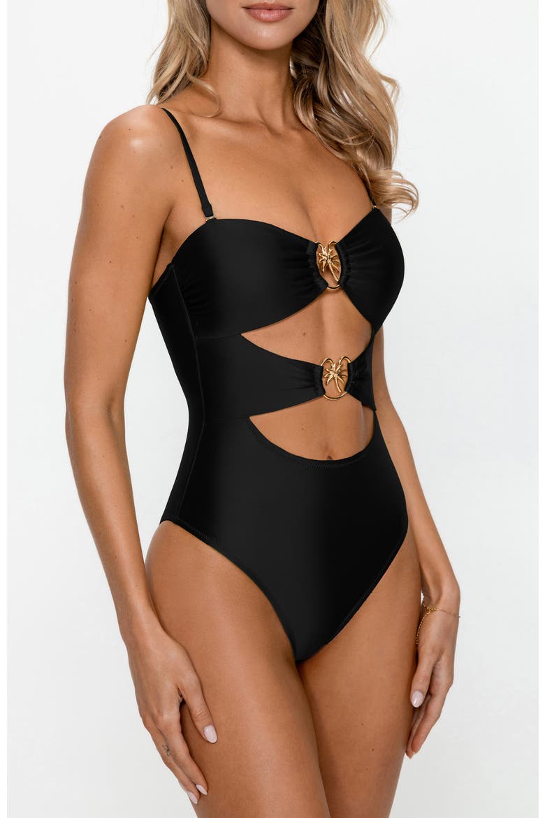 Midnight Glam Detachable Halter Monokini, Alternate, color, Black