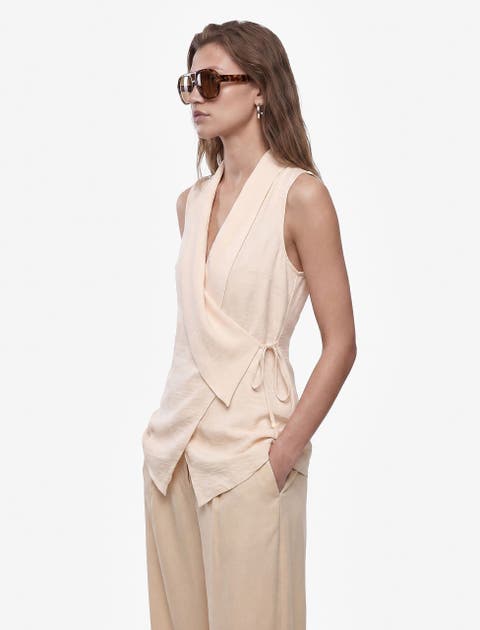 Sleeveless V-Neck Wrap Long Vest