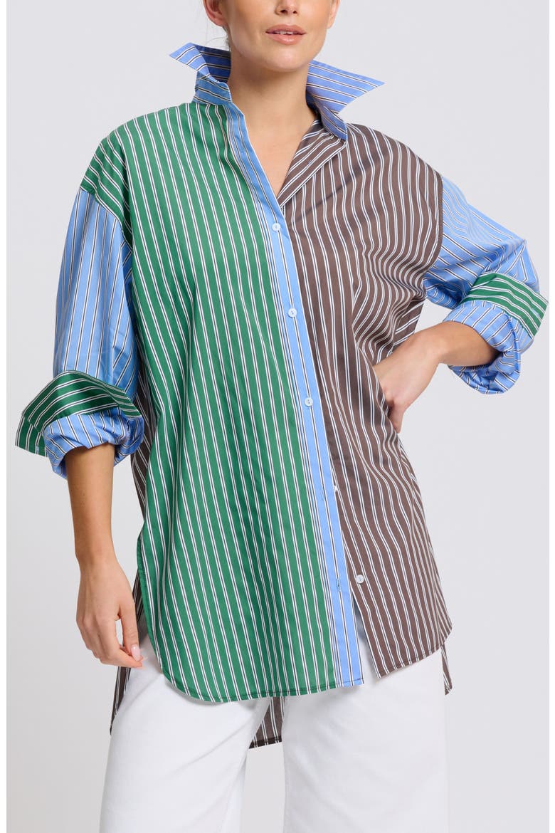 Stripe Boyfriend Shirt, Main, color, CHOCOLATE COMBO