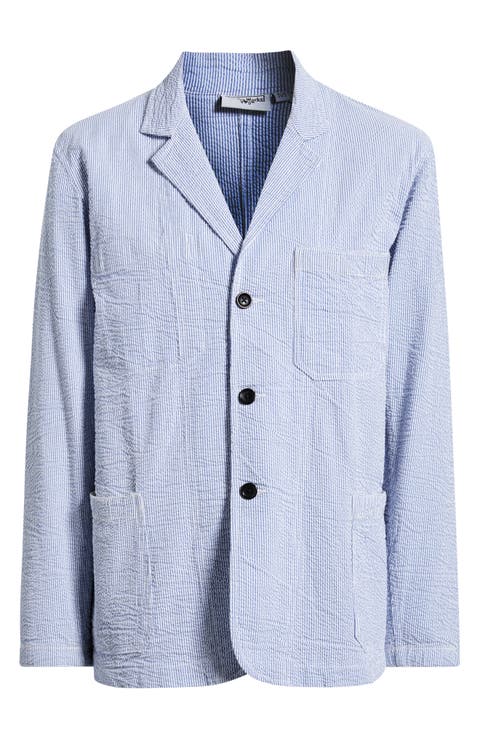 Organic Cotton Seersucker Server Suit Jacket
