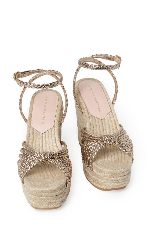 Loeffler Randall Pamela Mignon Knotted Metallic Leather Wedges In Neutral