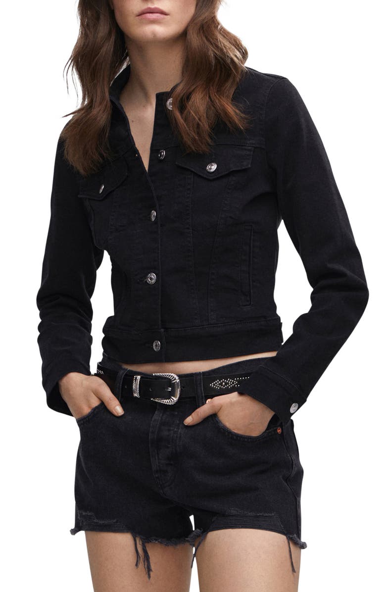 MANGO Slim Fit Denim Jacket, Main, color, 