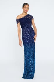 Theia Dina Beaded Column Gown