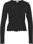 Noisy may Molly Lettuce Edge Button Front Stretch Organic Cotton Top