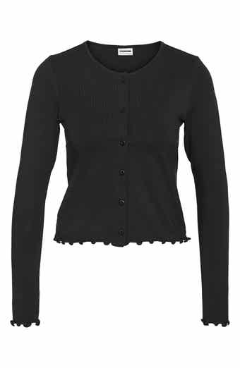 Noisy may Molly Lettuce Edge Button Front Stretch Organic Cotton Top