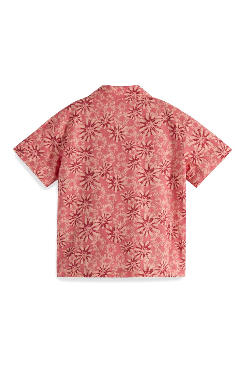 Kids' Floral Short Sleeve Cotton & Linen Button-Up Shirt, Alternate, color, 7971 ABSTRACT FLORA