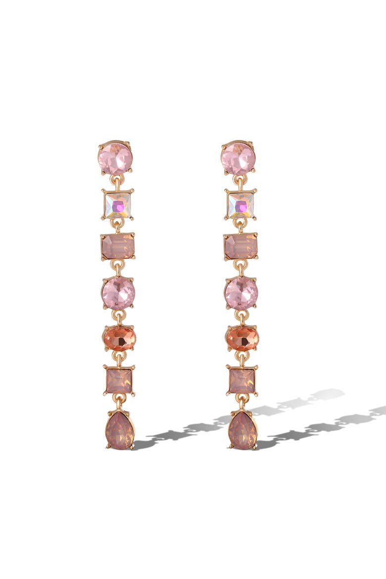 Light Pink Crystal Linear Drop Earrings, Main, color, Light Pink/Gold