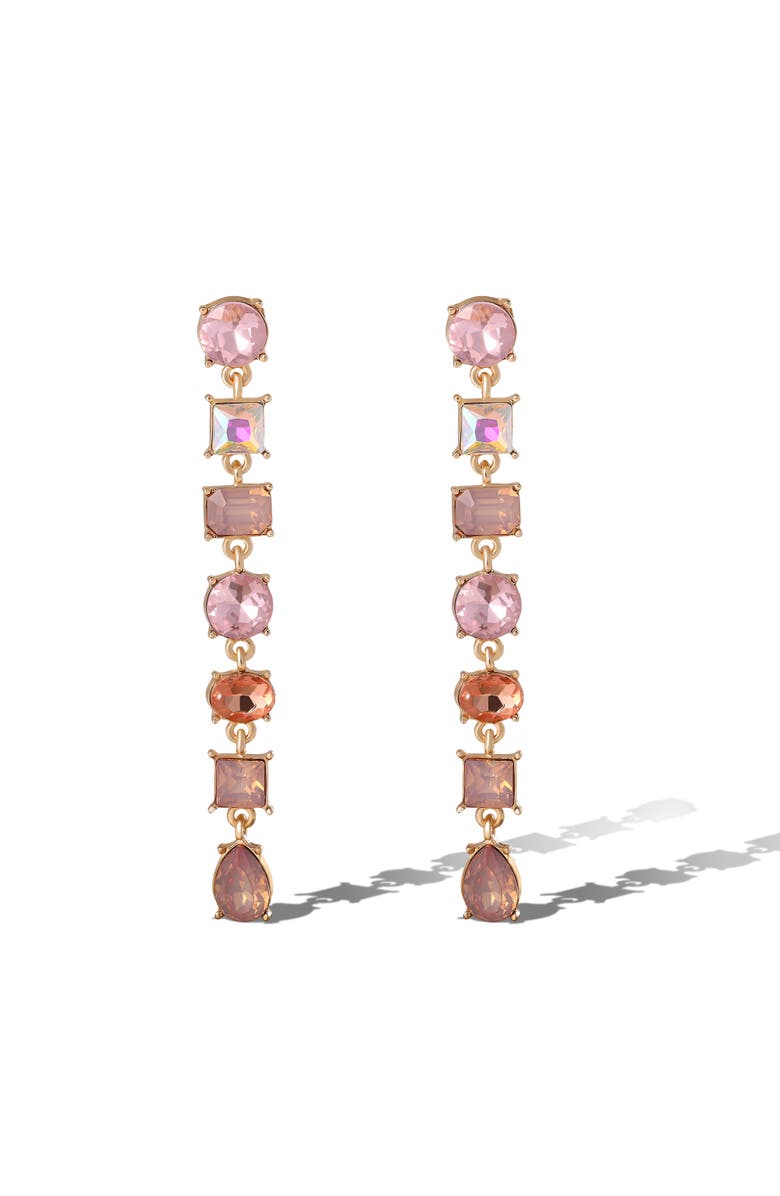 Jessica Simpson Light Pink Crystal Linear Drop Earrings, Main, color, Light Pink/Gold