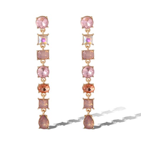 Light Pink Crystal Linear Drop Earrings
