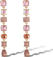 Jessica Simpson Light Pink Crystal Linear Drop Earrings