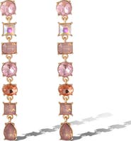 Jessica Simpson Light Pink Crystal Linear Drop Earrings