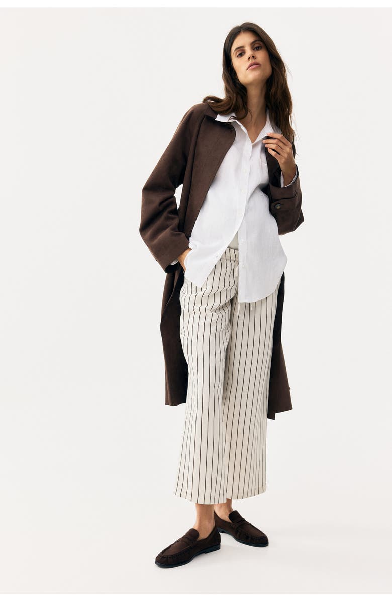 H&M Mama Linen-blend Drawstring Trousers, Alternate, color, White/Striped