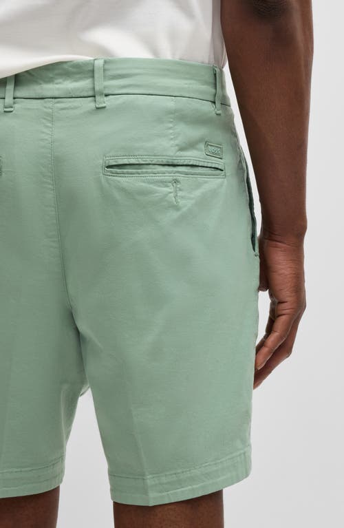 Shop Hugo Boss Boss Slice Stretch Cotton Shorts In Open Green