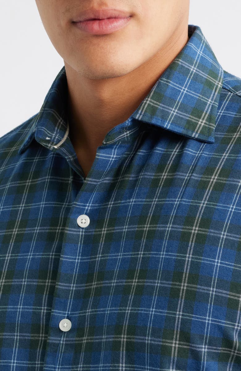 Peter Millar Frasier Check Button-Up Flannel Shirt, Alternate, color, Blue Haze