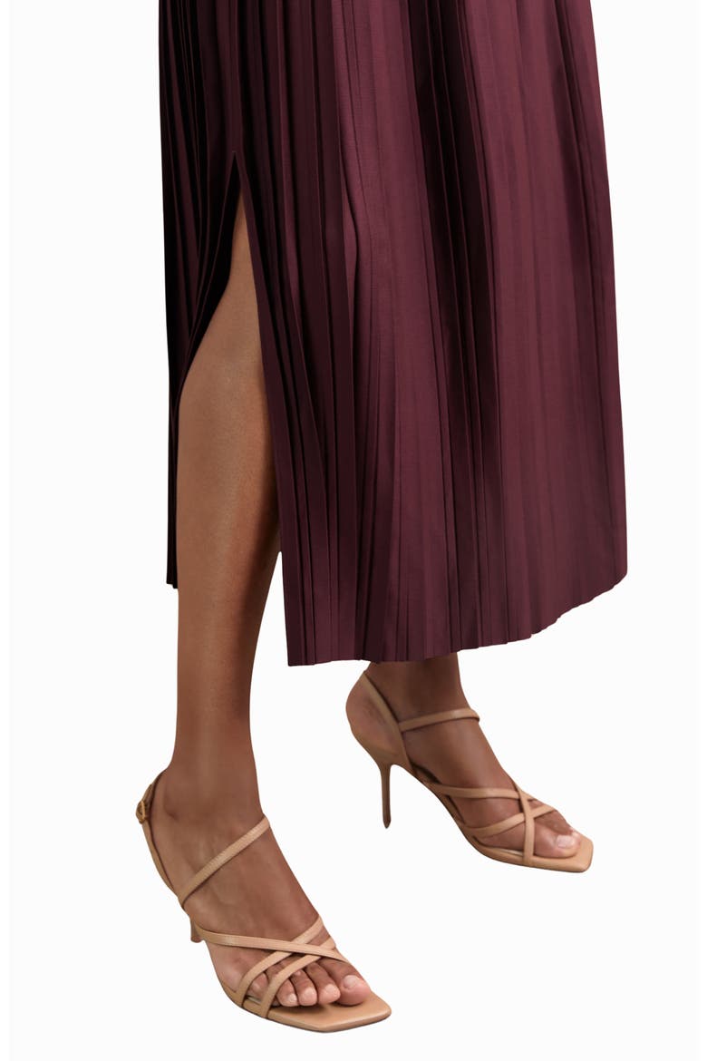 Savannah High Waist Pleated Skirt, Alternate, color, BURGUNDY