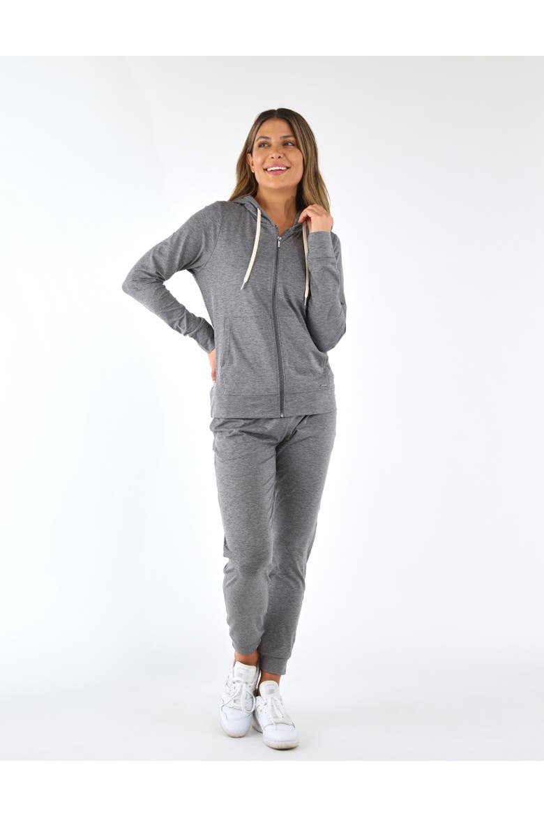 On The Go Lightweight Zip Up Hoodie, Alternate, color, Ash Grey Marble