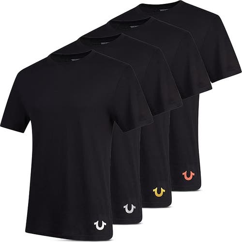 True Religion Crew Neck Undershirts 4 Pack In Black