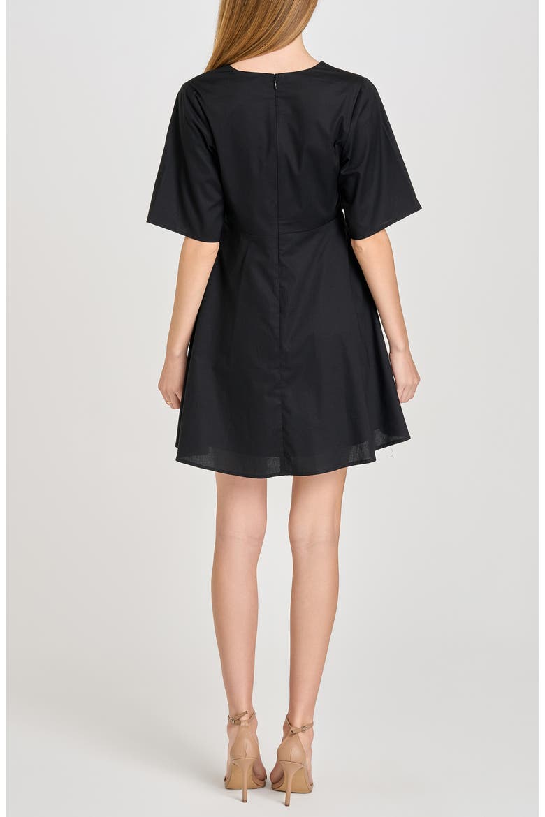 Zelma Short Sleeve Babydoll Minidress, Alternate, color, BLACK