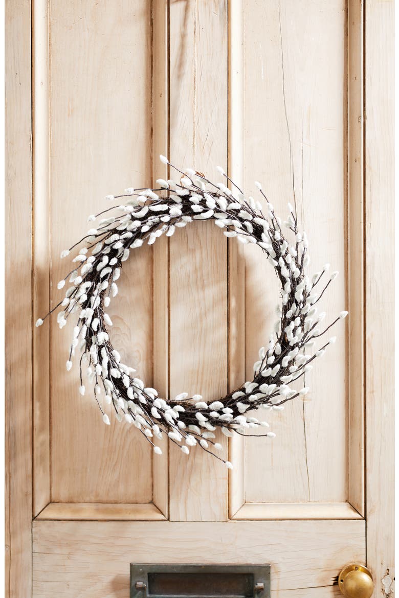 Pussy Willow Wreath, Main, color, NATURAL
