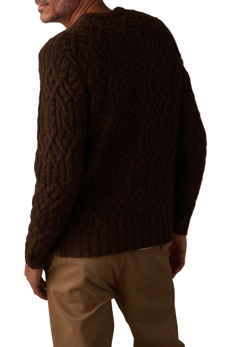 The Normal Brand Trellis Cabled Wool Blend Crewneck Sweater, Alternate, color, Dark Brown