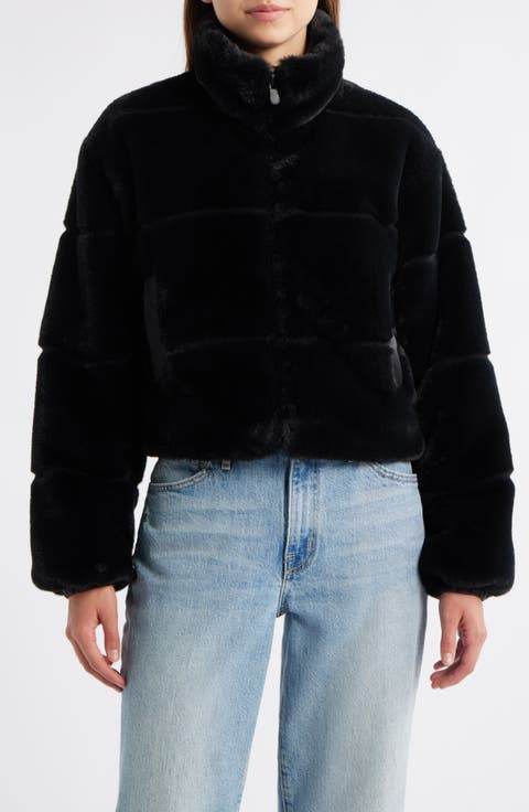 ジャケット・アウター Faux Fur Reversible Coat Ablanche Urban Fur Fitter Hoooded Men's Faux Fur Reversible