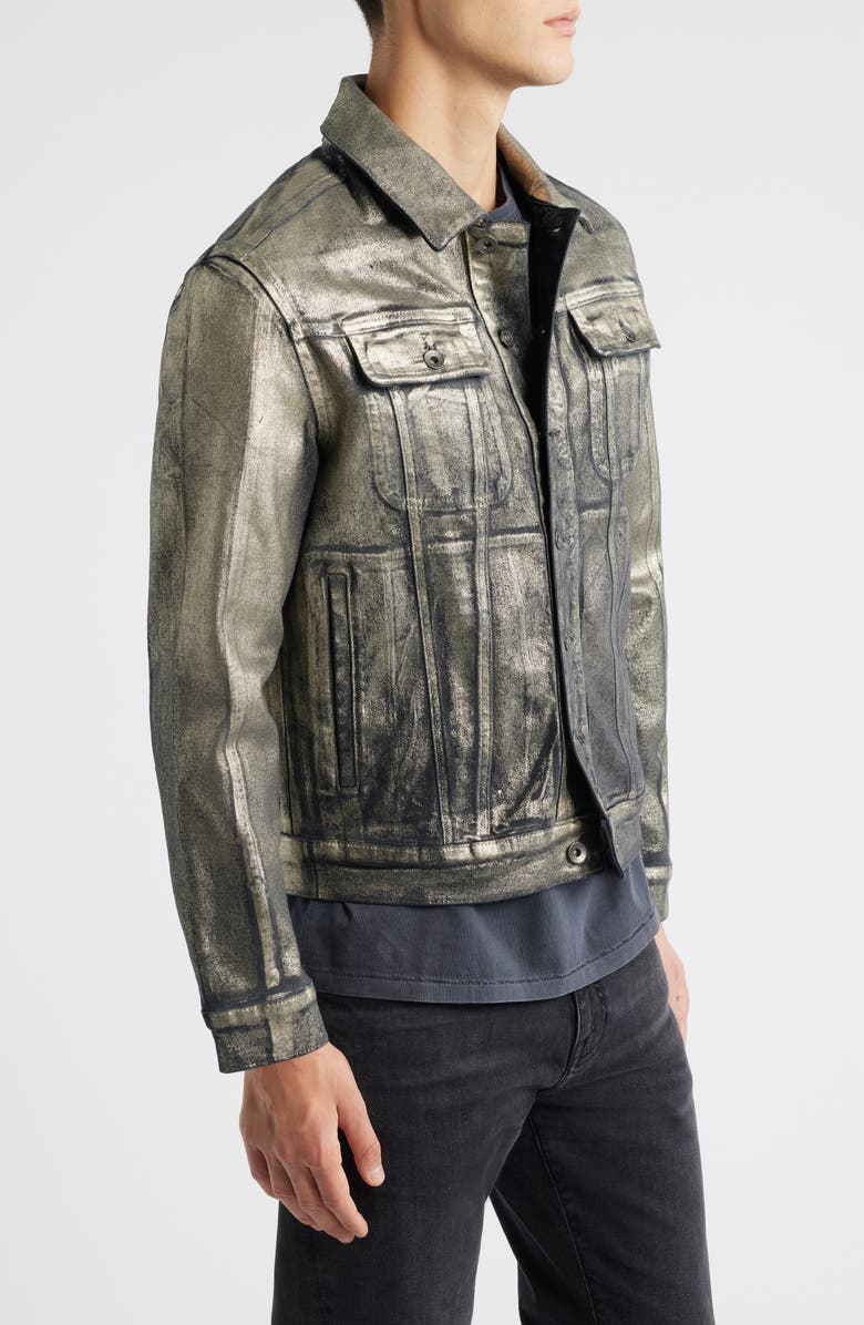 John Varvatos Anthony Foil Trucker Jacket, Alternate, color, Metal Grey
