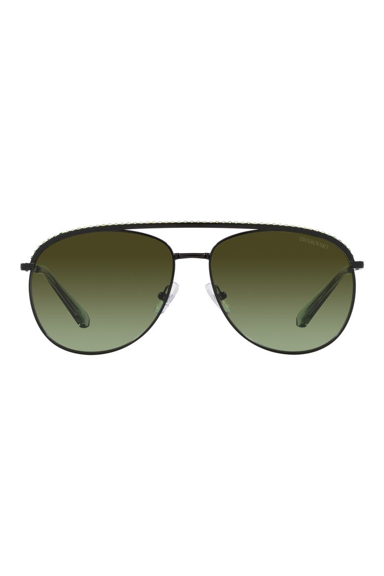 61mm Crystal Aviator Sunglasses, Main, color, BLACK