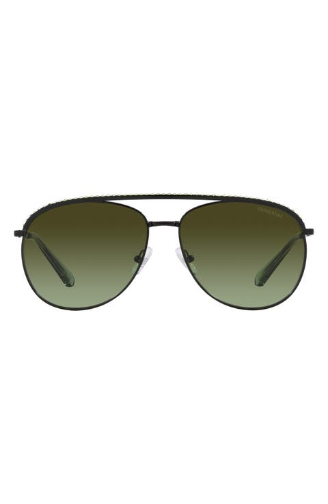 61mm Crystal Aviator Sunglasses
