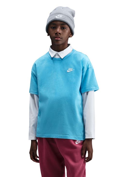 Kids' Sportswear Club Washed Cotton T-Shirt (Little Kid & Big Kid)