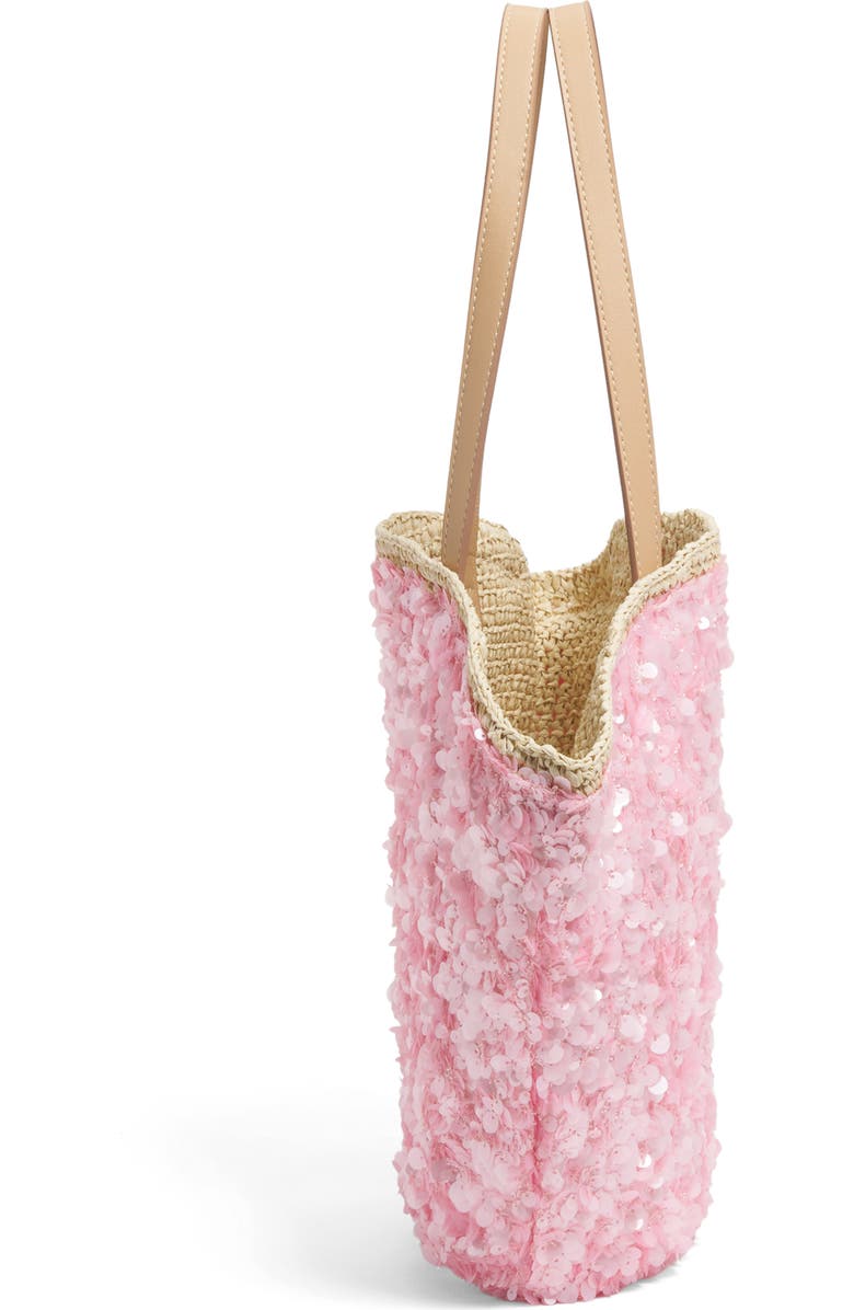 Stoney Clover Lane Curve Sequin Raffia Tote, Alternate, color, Sequined Pink