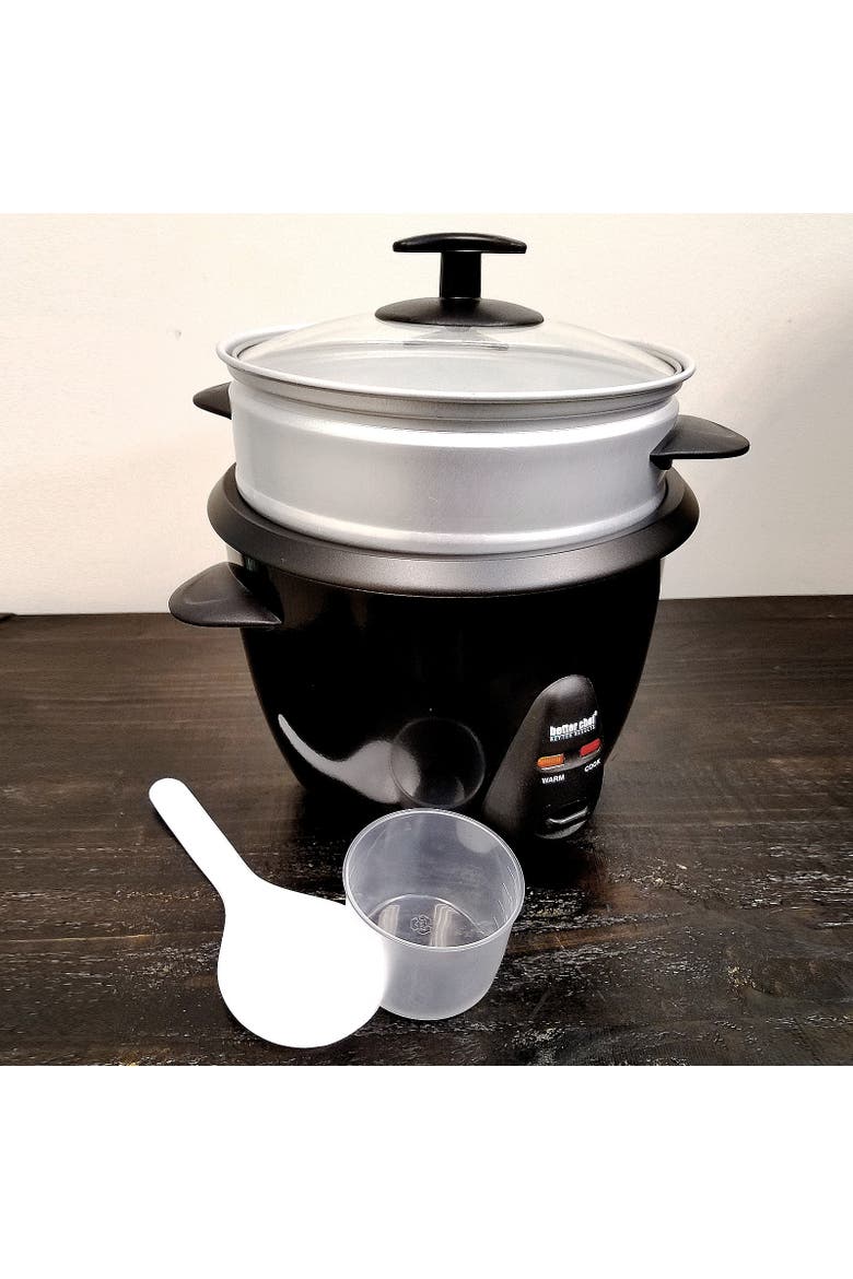 5 Cup Rice Cooker with Food Steamer Attachment, Alternate, color, Black