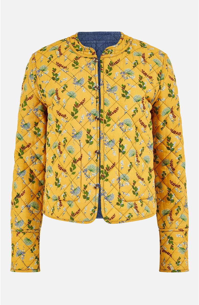 Yumi Long Sleeve Quilted Reversible Jacket, Alternate, color, Blue, Yellow