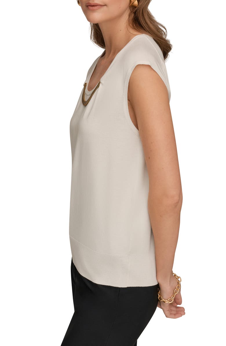 Donna Karan New York Coil Cap Sleeve Sweater, Alternate, color, Cream
