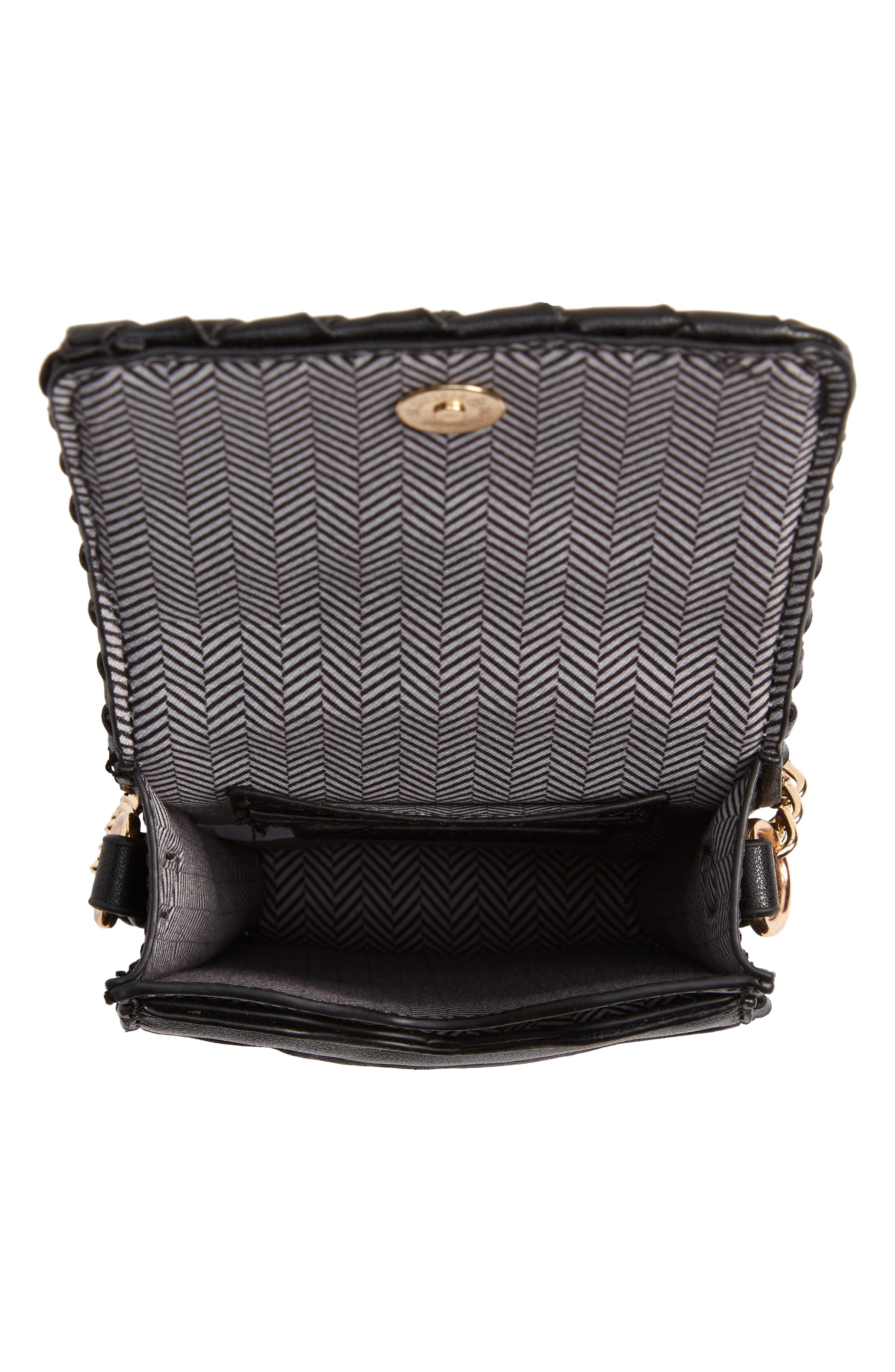 Woven Vegan Leather Phone Crossbody Bag, Alternate, color, BLACK