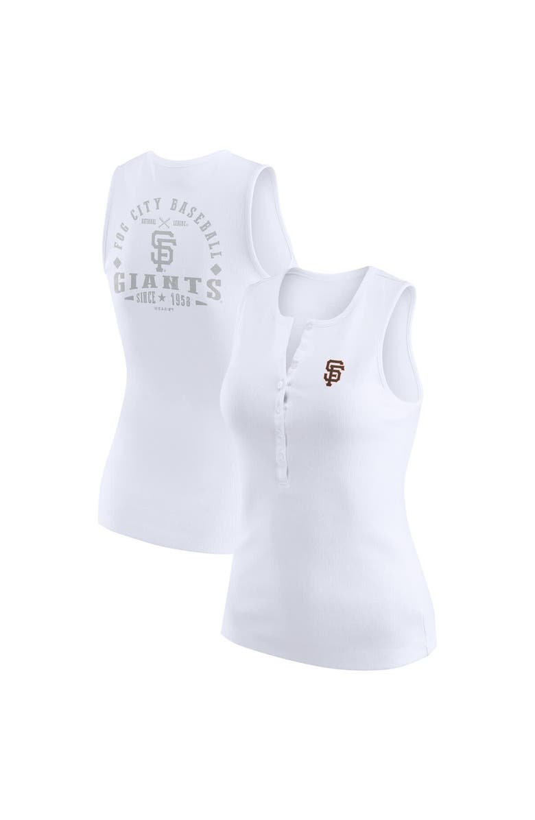 WEAR by Erin Andrews Women's WEAR by Erin Andrews White San Francisco Giants Rib-Knit Henley Tank Top, Main, color, White