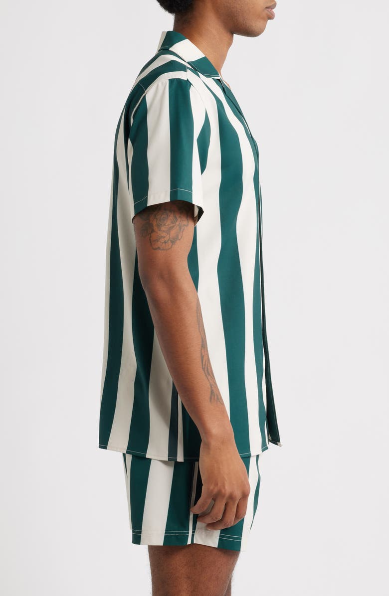 MAVRANS Emerald Heritage Week Stripe Short Sleeve Button-Up Shirt, Alternate, color, Green