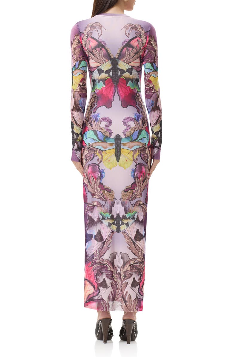 AFRM Didi Long Sleeve Mesh Maxi Dress, Alternate, color, Ornate Butterfly