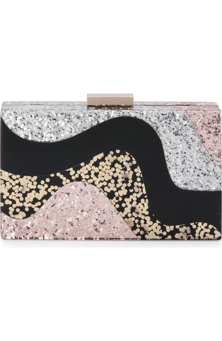 Olga Berg Paris Wavy Acrylic Frame Clutch, Main, color,