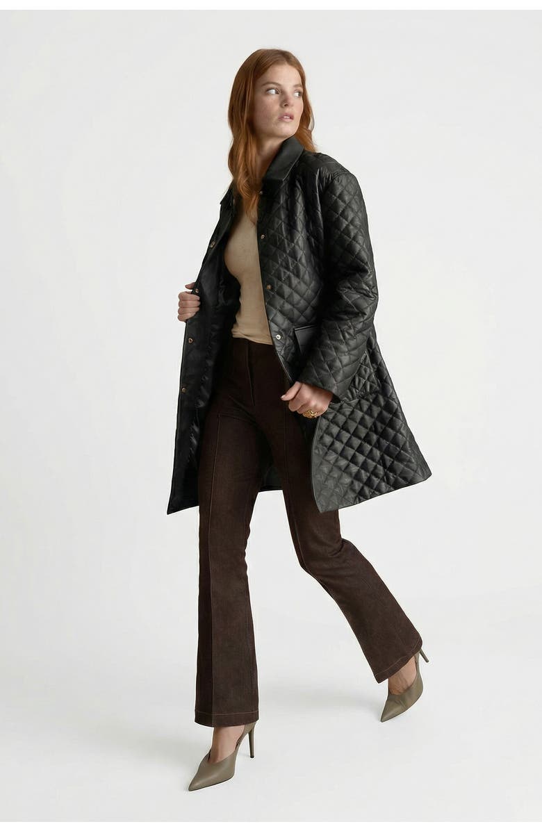 FURNIQ UK LLC Holland Quilted Leather Coat, Alternate, color, Black